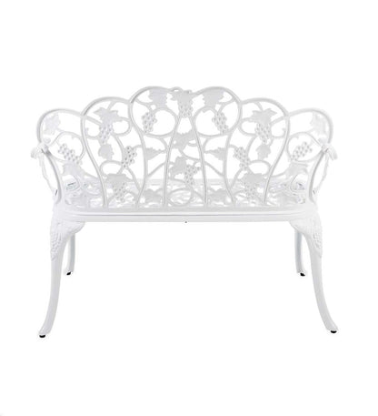 Plow & Hearth Metal Furniture Outdoor Living Grapevine Garden Bench In Powder-Coated Aluminum - Black