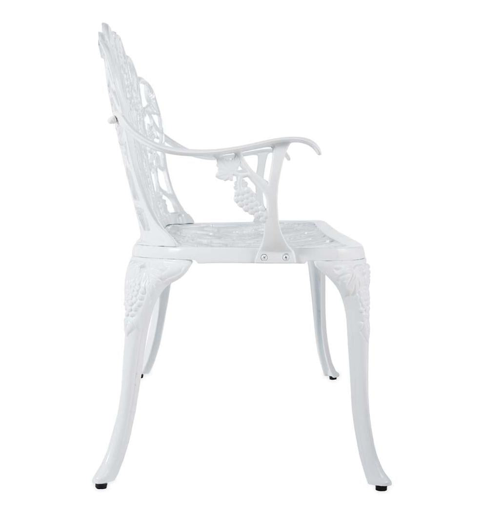 Plow & Hearth Metal Furniture Outdoor Living Grapevine Garden Bench In Powder-Coated Aluminum - Black