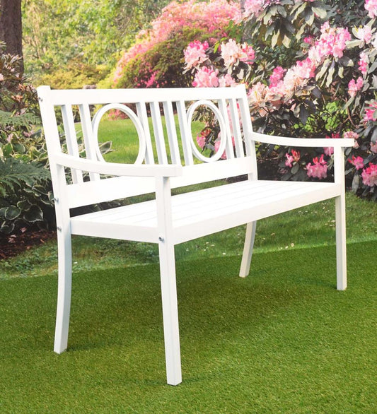 Plow & Hearth Metal Furniture Outdoor Living Grayson Steel Garden Bench - Black