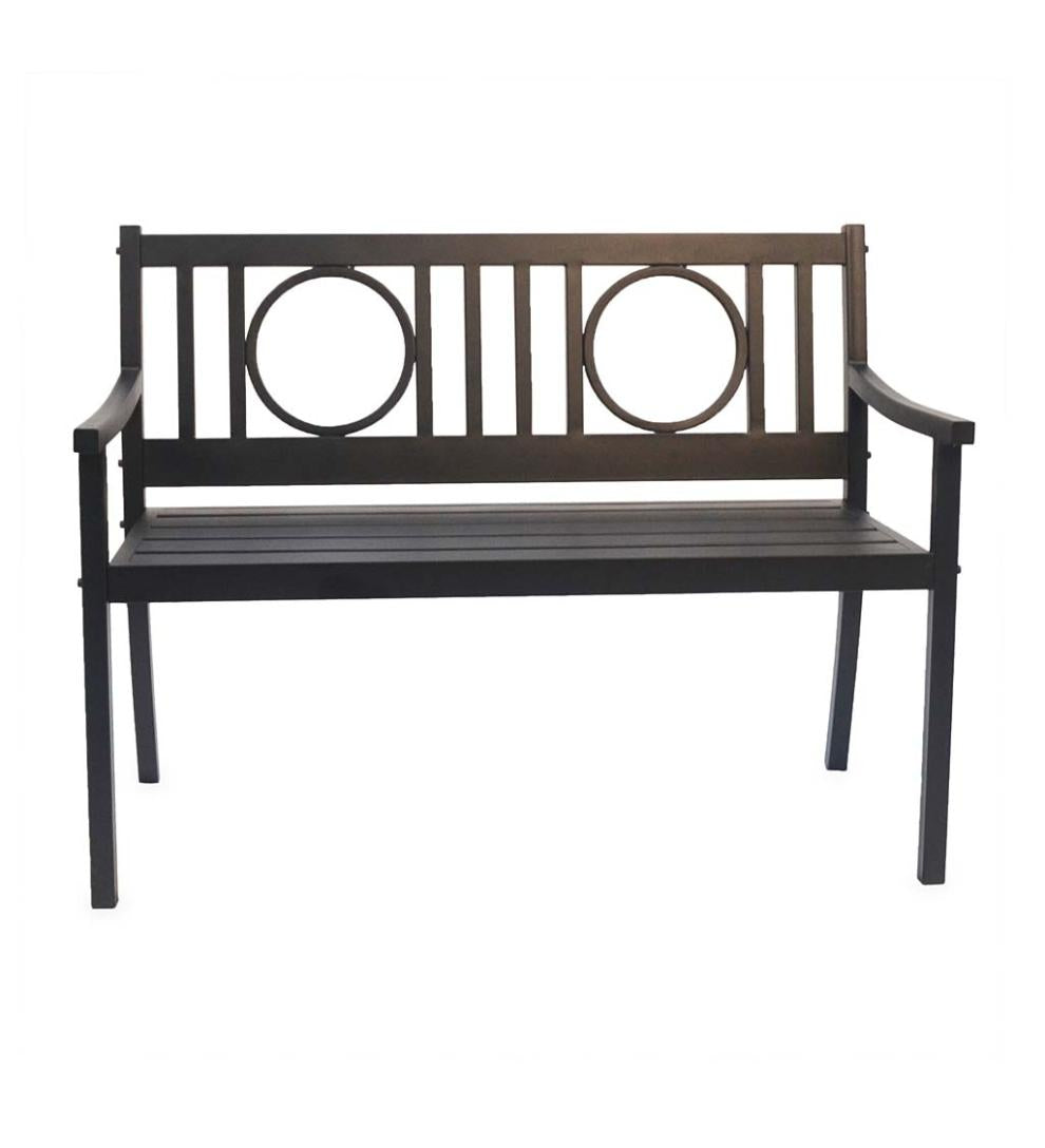 Plow & Hearth Metal Furniture Outdoor Living Grayson Steel Garden Bench - Black