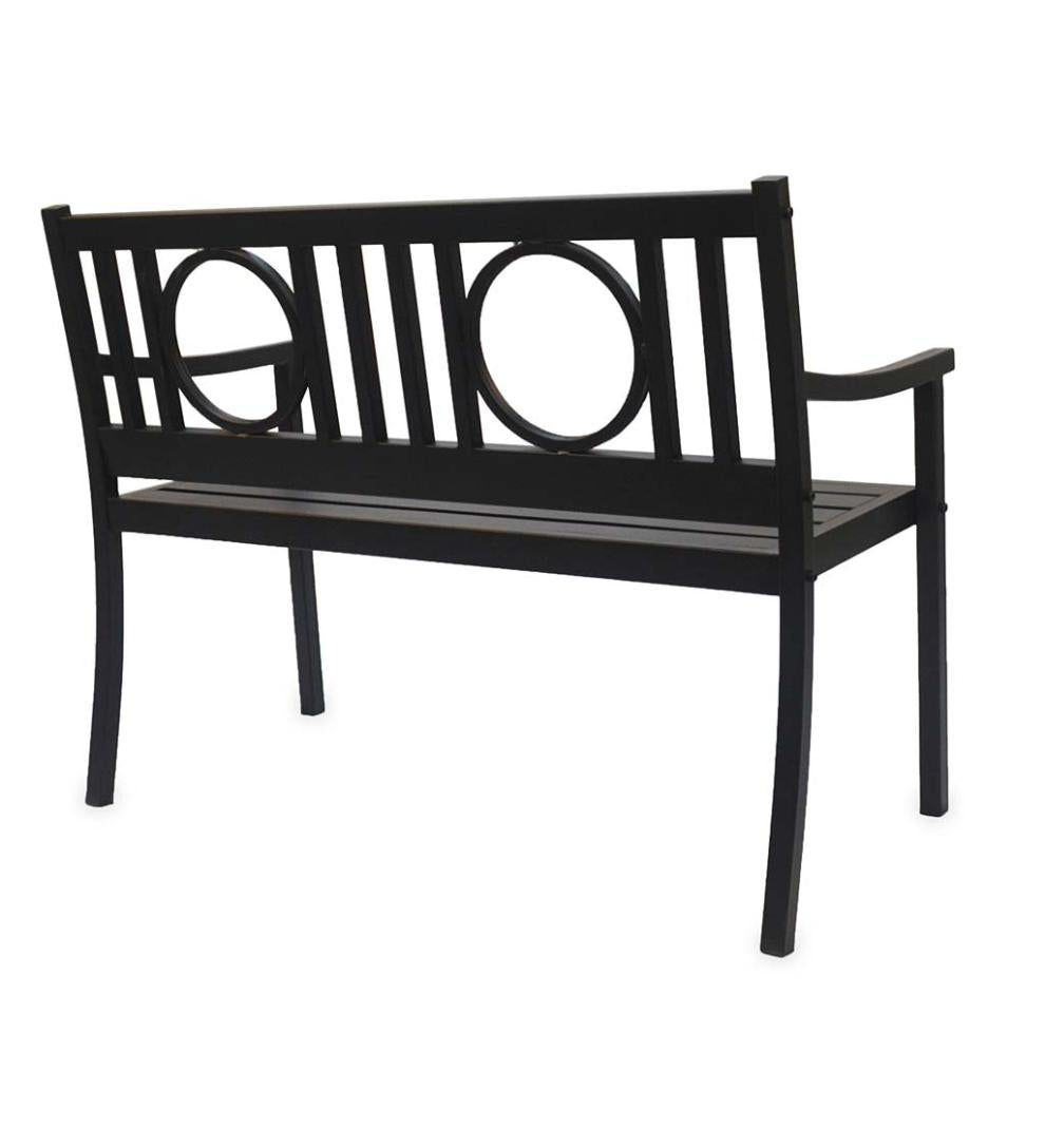 Plow & Hearth Metal Furniture Outdoor Living Grayson Steel Garden Bench - Black