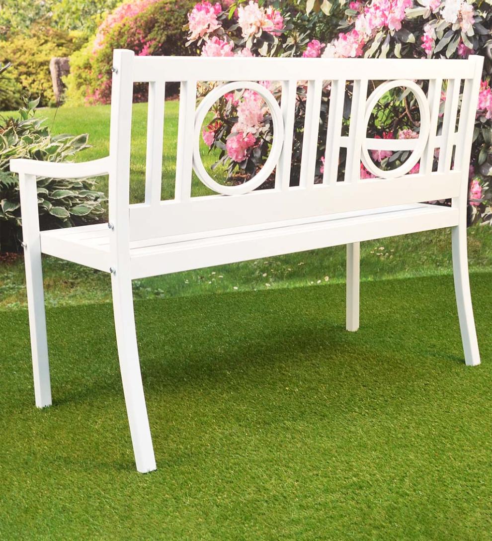 Plow & Hearth Metal Furniture Outdoor Living Grayson Steel Garden Bench - Black