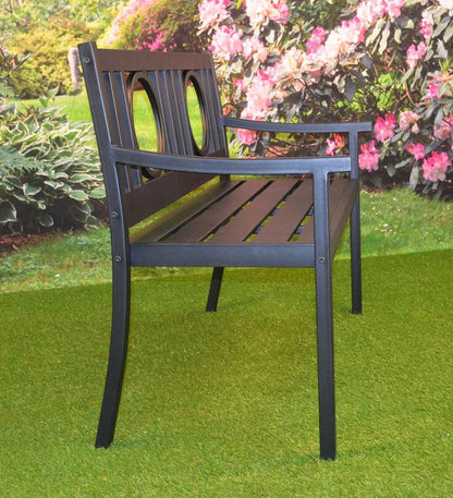 Plow & Hearth Metal Furniture Outdoor Living Grayson Steel Garden Bench - Black