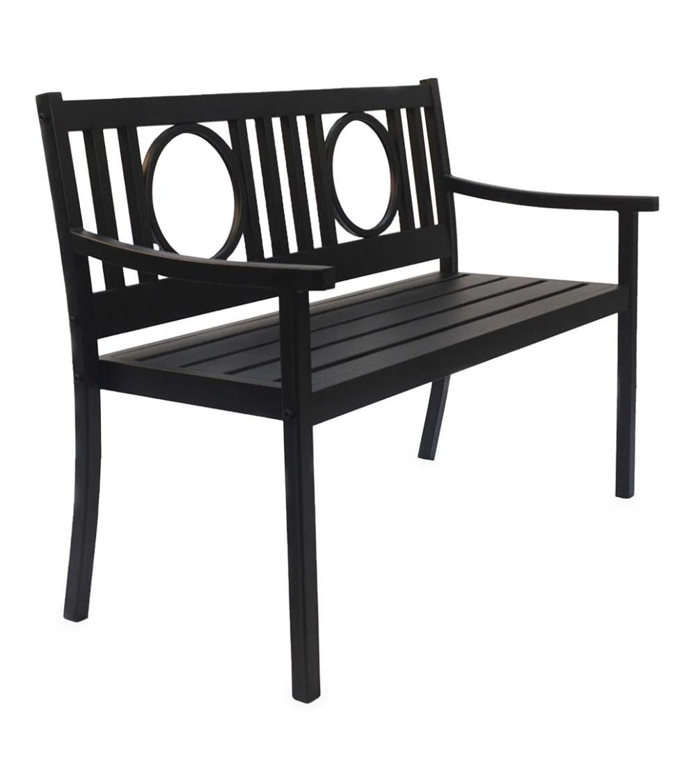 Plow & Hearth Metal Furniture Outdoor Living Grayson Steel Garden Bench - Black