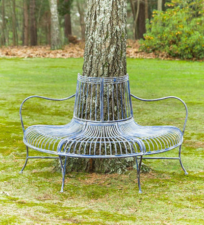 Plow & Hearth Metal Furniture Outdoor Living Metal Curved Wrap-Around Tree Bench
