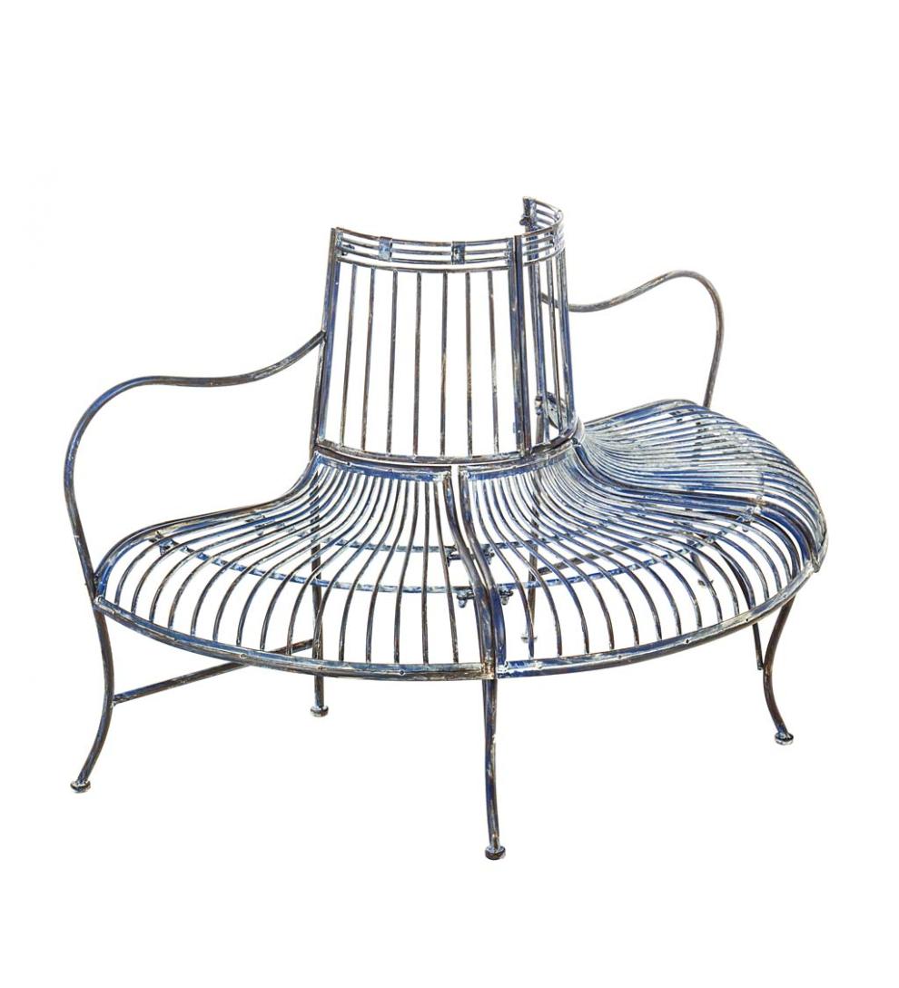 Plow & Hearth Metal Furniture Outdoor Living Metal Curved Wrap-Around Tree Bench