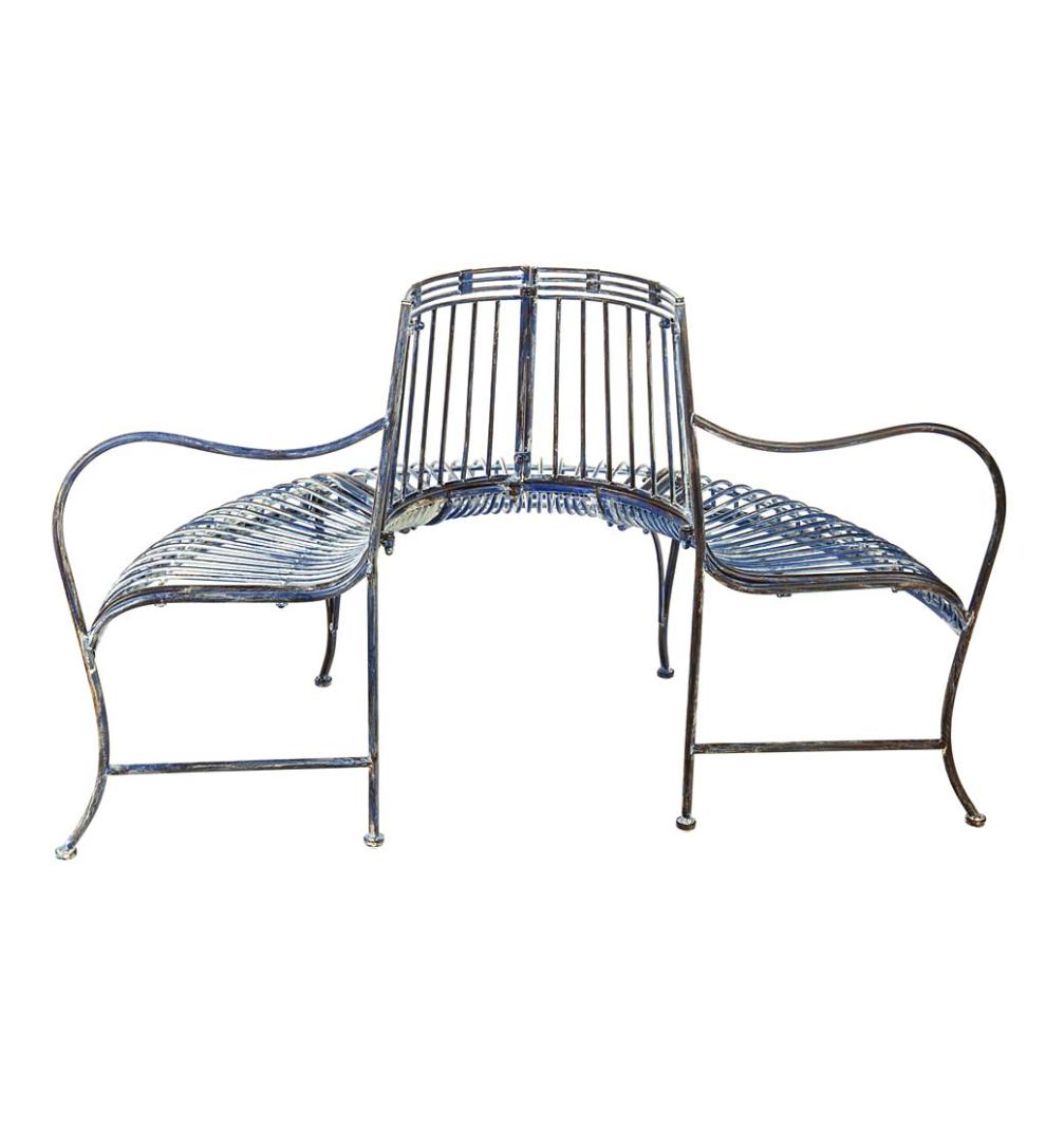 Plow & Hearth Metal Furniture Outdoor Living Metal Curved Wrap-Around Tree Bench