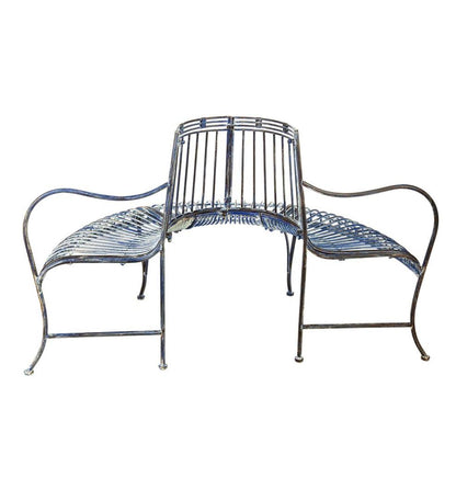 Plow & Hearth Metal Furniture Outdoor Living Metal Curved Wrap-Around Tree Bench
