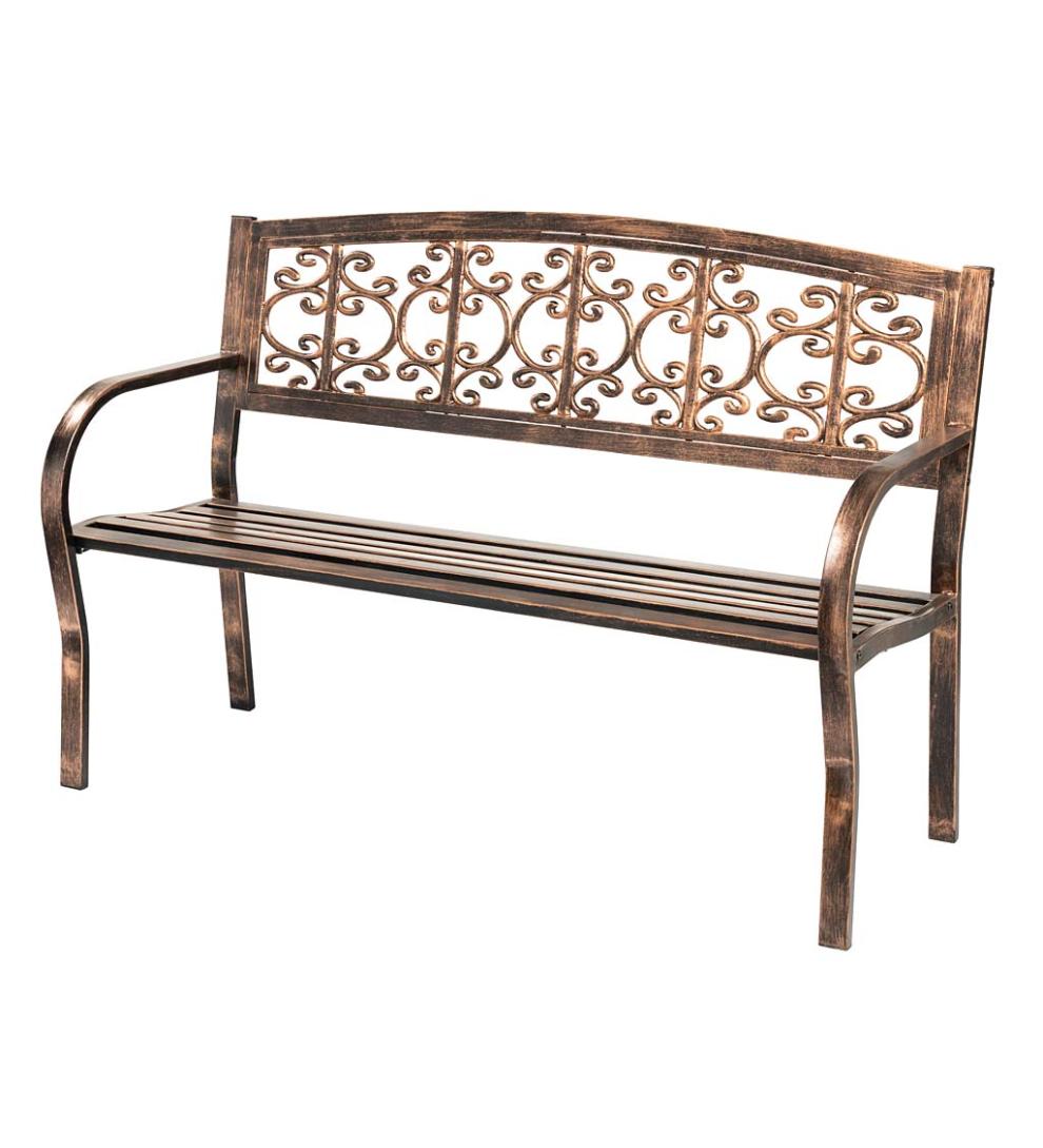 Plow & Hearth Metal Furniture Outdoor Living Montebello Metal Garden Bench