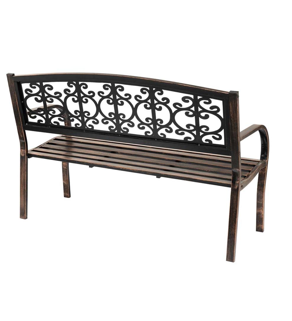 Plow & Hearth Metal Furniture Outdoor Living Montebello Metal Garden Bench