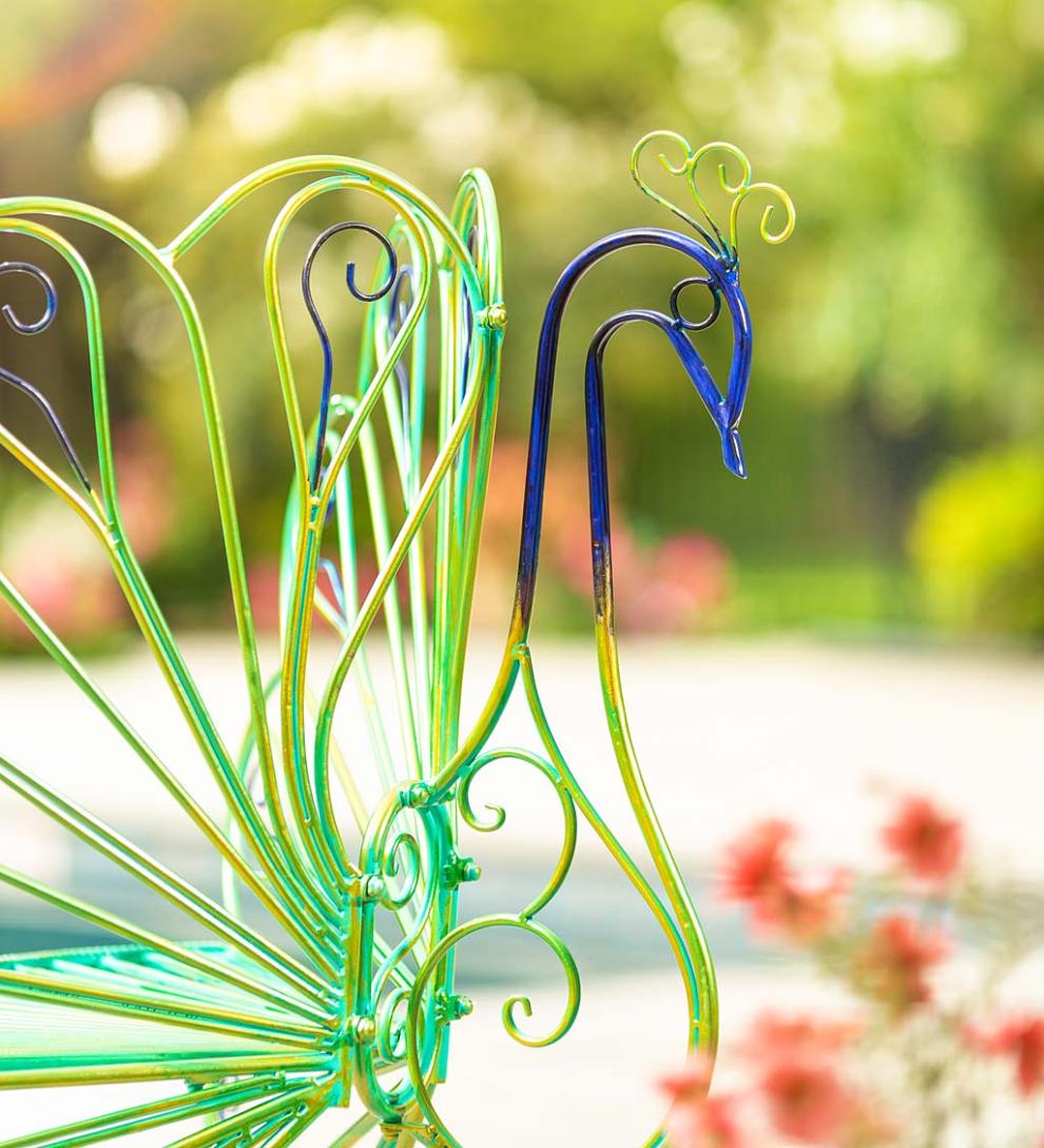 Plow & Hearth Metal Furniture Outdoor Living Multicolor Metal Peacock Garden Chair