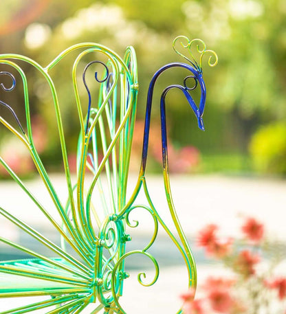 Plow & Hearth Metal Furniture Outdoor Living Multicolor Metal Peacock Garden Chair