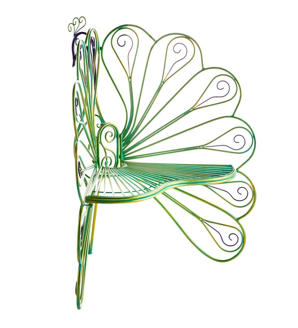 Plow & Hearth Metal Furniture Outdoor Living Multicolor Metal Peacock Garden Chair