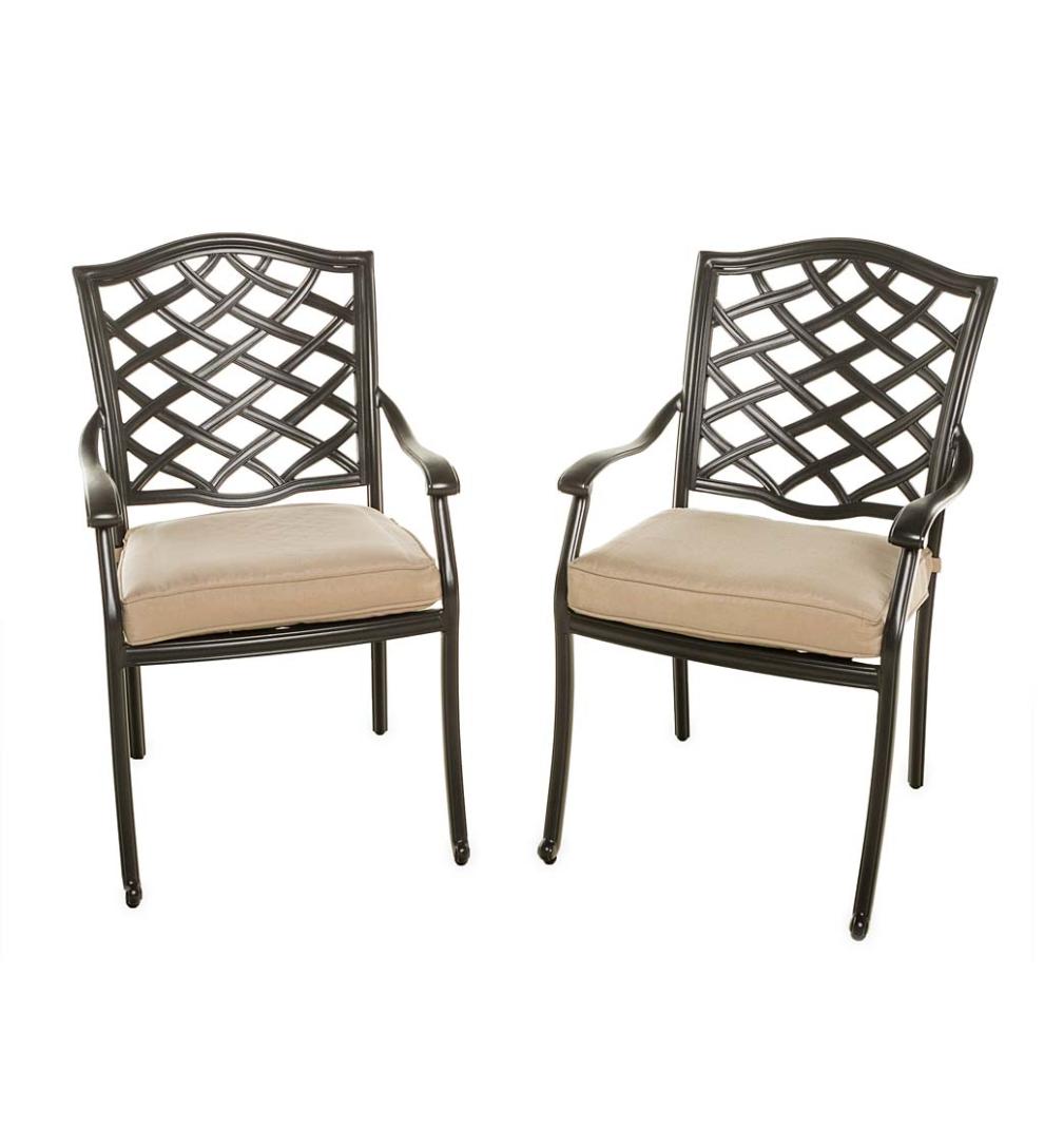 Plow & Hearth Metal Furniture Outdoor Living Park Grove Cast Aluminum Outdoor 4-Piece Seating Set With Cushions