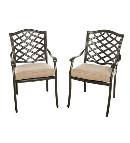 Plow & Hearth Metal Furniture Outdoor Living Park Grove Cast Aluminum Outdoor 4-Piece Seating Set With Cushions