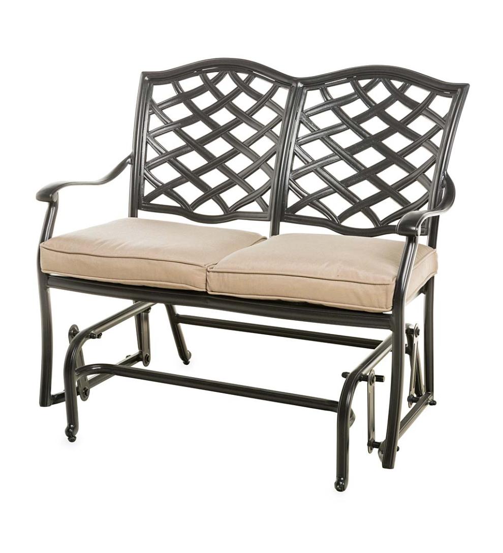 Plow & Hearth Metal Furniture Outdoor Living Park Grove Cast Aluminum Outdoor 4-Piece Seating Set With Cushions