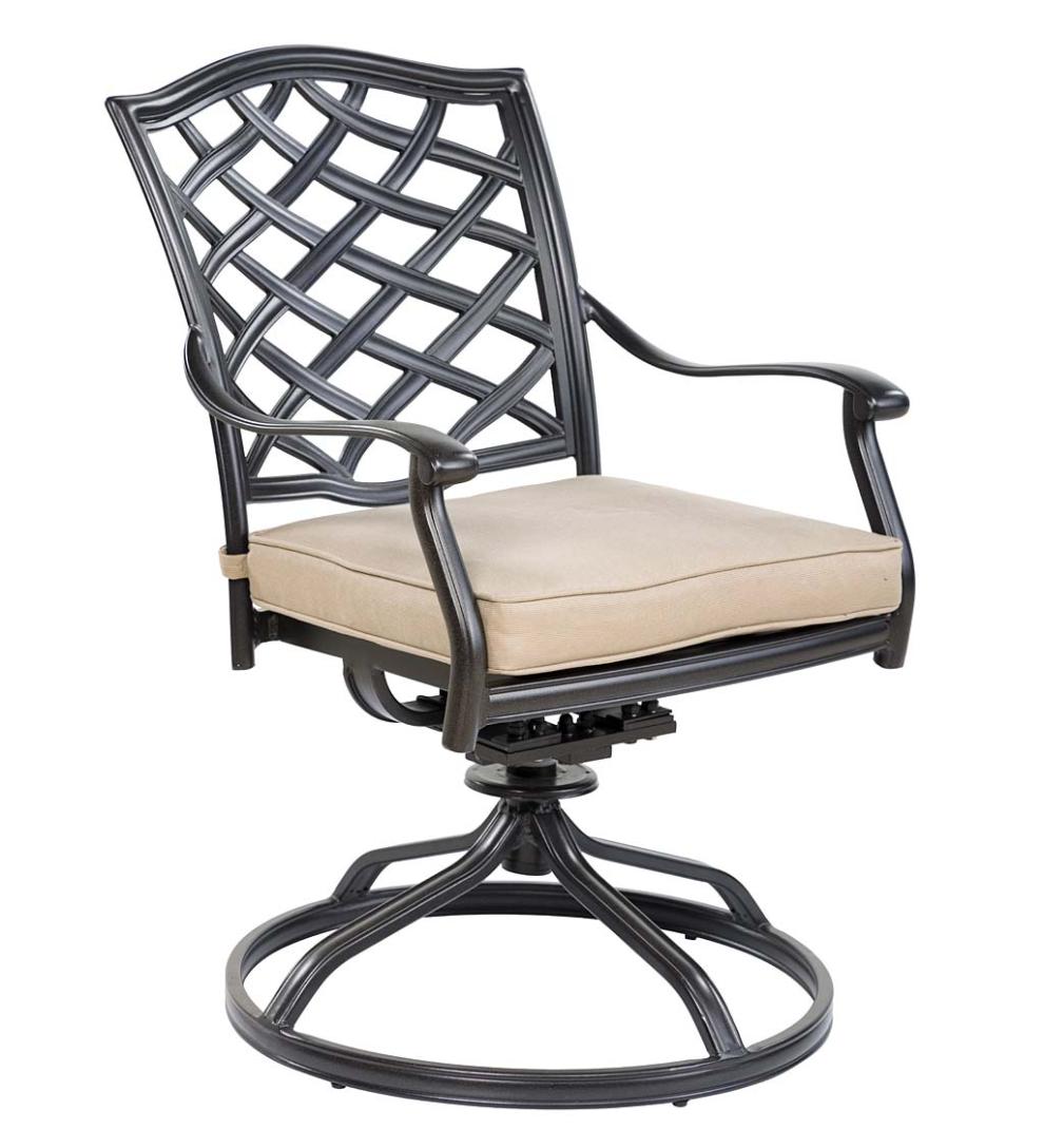 Plow & Hearth Metal Furniture Outdoor Living Park Grove Cast Aluminum Outdoor 7-Piece Dining Set With Cushions