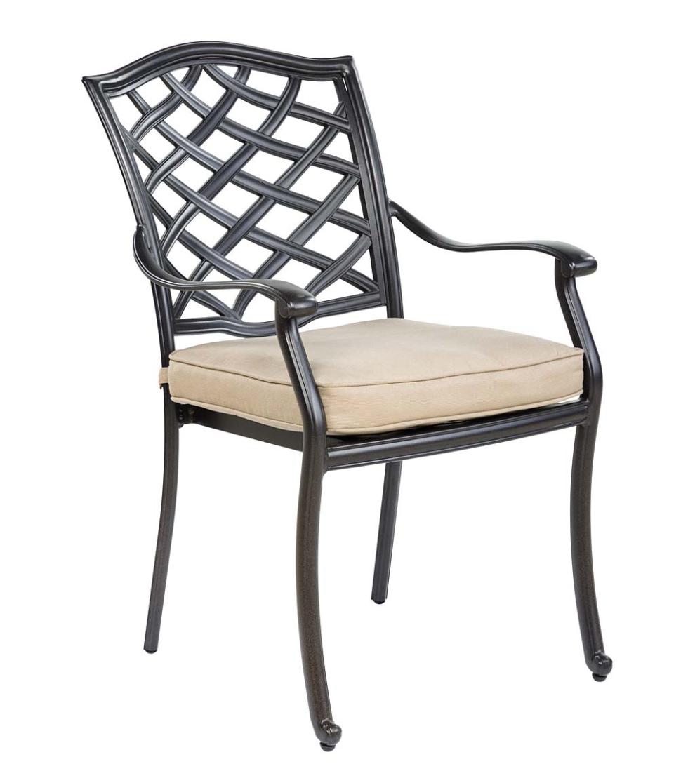 Plow & Hearth Metal Furniture Outdoor Living Park Grove Cast Aluminum Outdoor 7-Piece Dining Set With Cushions