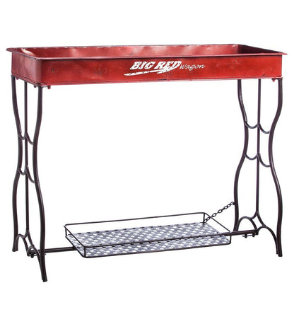 Plow & Hearth Metal Furniture Outdoor Living Red Wagon Potting Table - Red