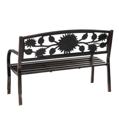Plow & Hearth Metal Furniture Outdoor Living Sunflower Metal Garden Bench