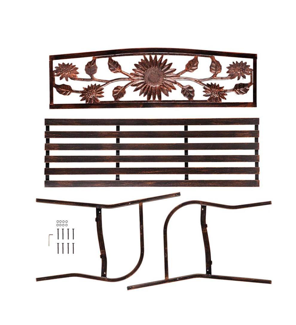 Plow & Hearth Metal Furniture Outdoor Living Sunflower Metal Garden Bench