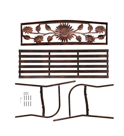 Plow & Hearth Metal Furniture Outdoor Living Sunflower Metal Garden Bench
