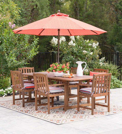Plow & Hearth Outdoor Dining Outdoor Living Lancaster Outdoor Furniture Collection, Eucalyptus Wood Extension Table And 6 Chairs