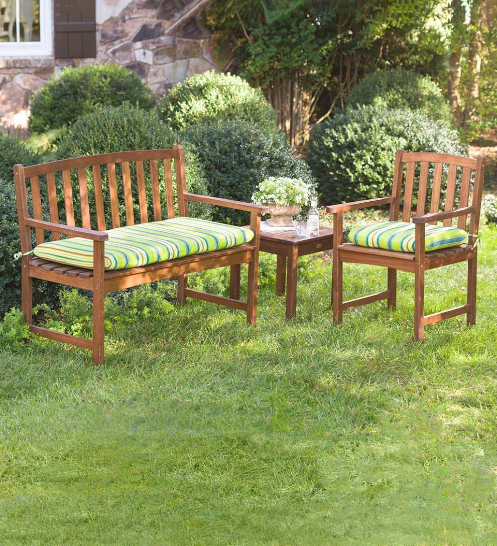 Plow & Hearth Outdoor Dining Outdoor Living Lancaster Outdoor Furniture Collection, Eucalyptus Wood Extension Table And 6 Chairs