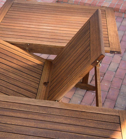 Plow & Hearth Outdoor Dining Outdoor Living Lancaster Outdoor Furniture Collection, Eucalyptus Wood Extension Table And 6 Chairs
