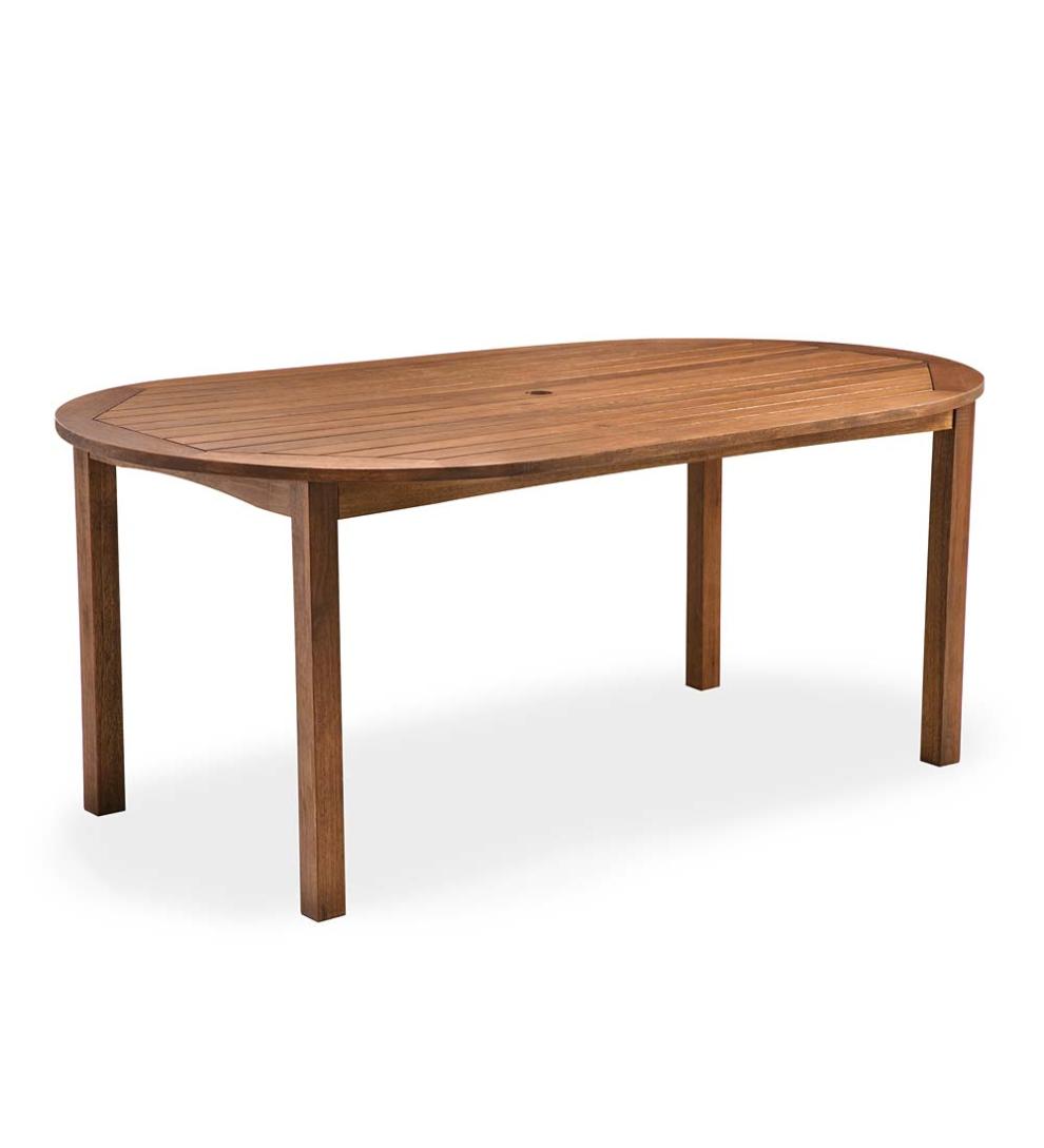 Plow & Hearth Outdoor Dining Outdoor Living Lancaster Outdoor Furniture Collection, Eucalyptus Wood Oval Table And 6 Chairs