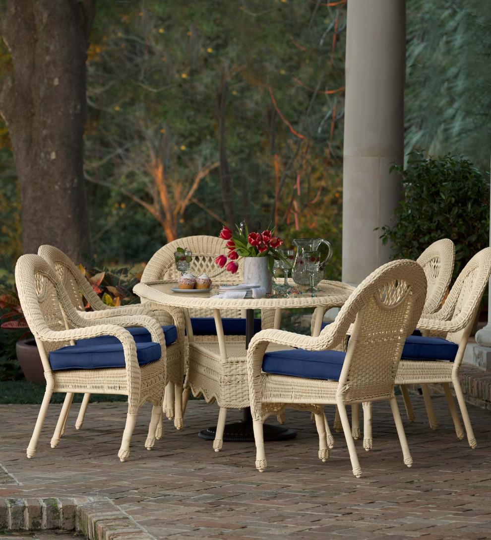 Plow & Hearth Outdoor Dining Outdoor Living Prospect Hill Oval Dining Table And Chairs