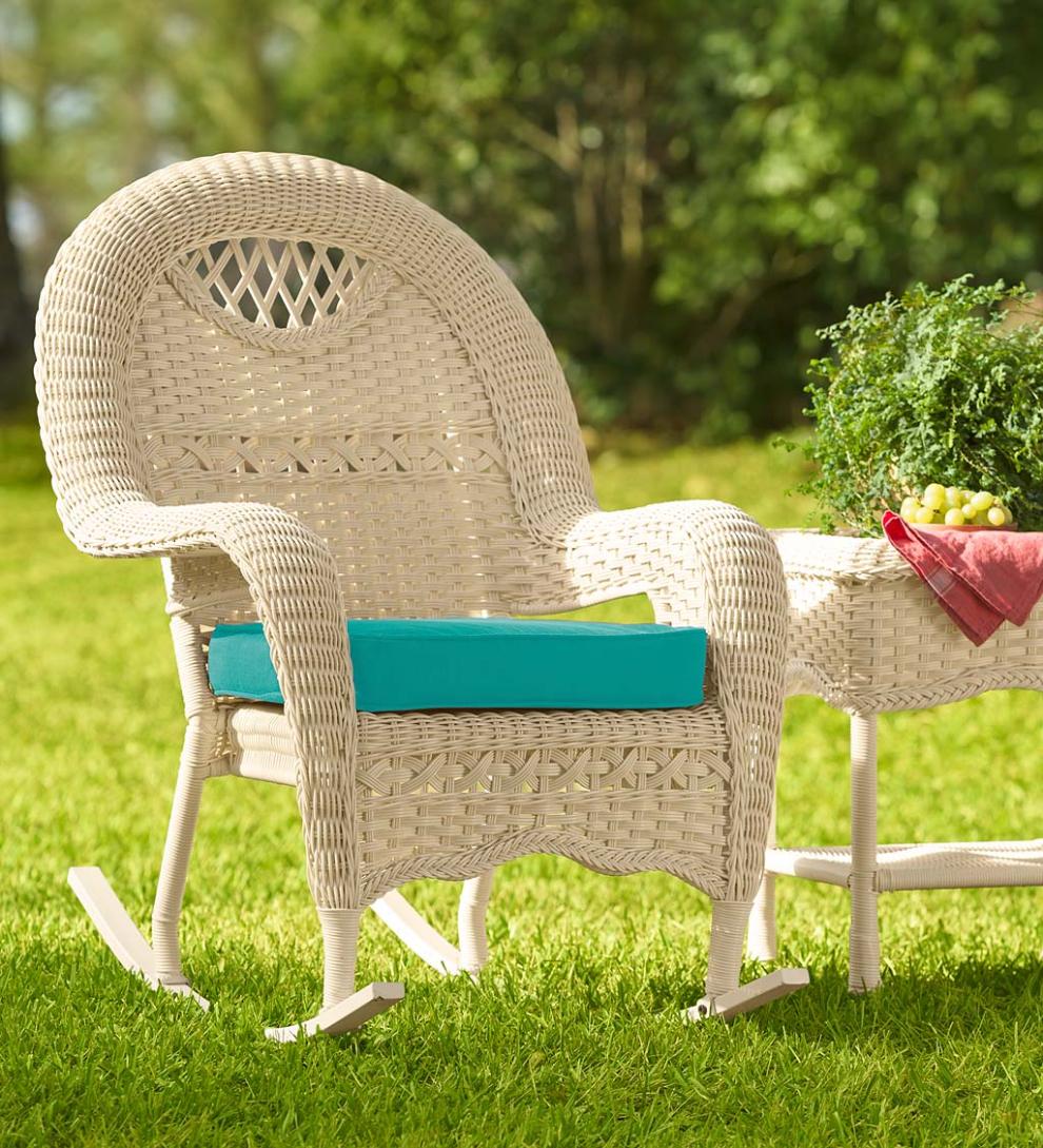 Plow & Hearth Outdoor Furniture Cushions Outdoor Living Deluxe Polyester Chair/Rocker Seat Cushion, Prospect Hill - Midnight Navy