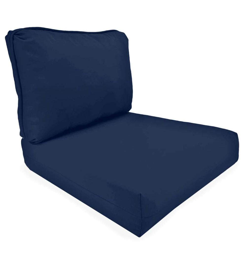 Plow & Hearth Outdoor Furniture Cushions Outdoor Living Seat And Back Replacement Cushions For Claremont, Prospect Hill And Urbanna Furniture Collections, Set Of 2 - Midnight Navy