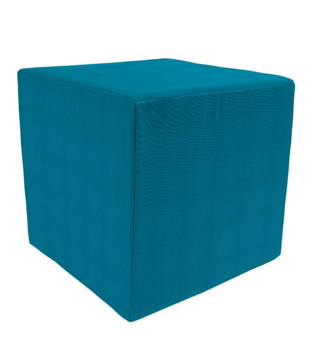 Plow & Hearth Outdoor Furniture Cushions Outdoor Living Sunbrella Outdoor Cube Ottoman - Forest Green