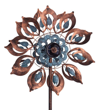Plow & Hearth Outdoor Lamps & Lighting Outdoor Living Antique Blue And Copper Lily Flower Solar Wind Spinner