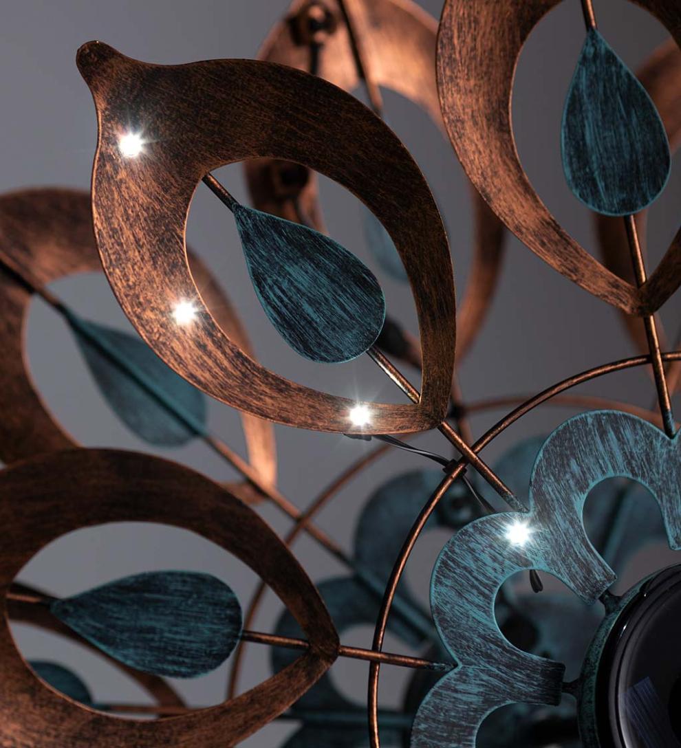 Plow & Hearth Outdoor Lamps & Lighting Outdoor Living Antique Blue And Copper Lily Flower Solar Wind Spinner