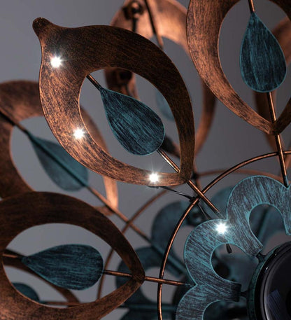 Plow & Hearth Outdoor Lamps & Lighting Outdoor Living Antique Blue And Copper Lily Flower Solar Wind Spinner