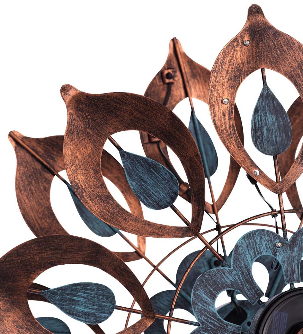 Plow & Hearth Outdoor Lamps & Lighting Outdoor Living Antique Blue And Copper Lily Flower Solar Wind Spinner