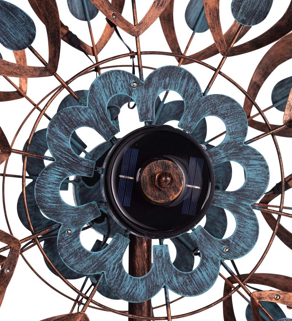 Plow & Hearth Outdoor Lamps & Lighting Outdoor Living Antique Blue And Copper Lily Flower Solar Wind Spinner