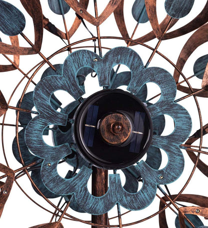 Plow & Hearth Outdoor Lamps & Lighting Outdoor Living Antique Blue And Copper Lily Flower Solar Wind Spinner