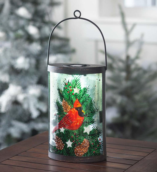 Plow & Hearth Outdoor Lamps & Lighting Outdoor Living Cardinal And Spruce Solar Glass Lantern