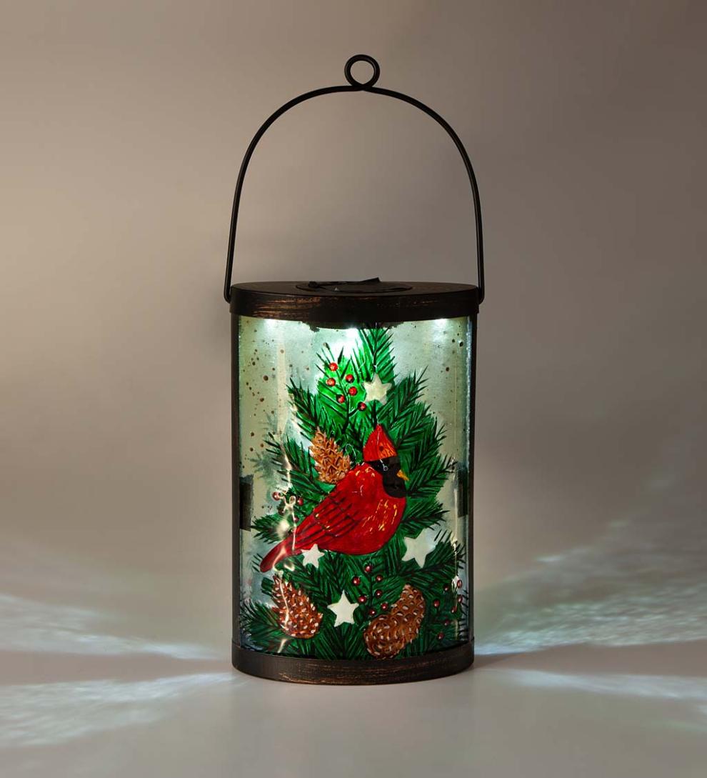 Plow & Hearth Outdoor Lamps & Lighting Outdoor Living Cardinal And Spruce Solar Glass Lantern