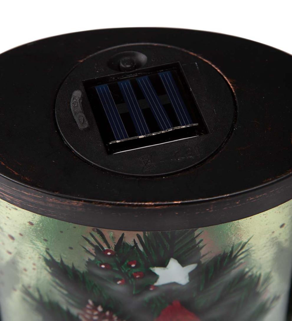 Plow & Hearth Outdoor Lamps & Lighting Outdoor Living Cardinal And Spruce Solar Glass Lantern