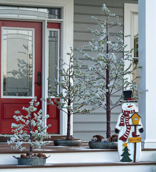 Plow & Hearth Outdoor Lamps & Lighting Outdoor Living Indoor/Outdoor Lighted Snowy Pine Tree
