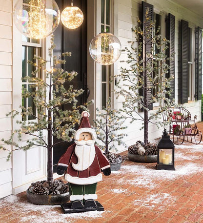 Plow & Hearth Outdoor Lamps & Lighting Outdoor Living Indoor/Outdoor Lighted Snowy Pine Tree