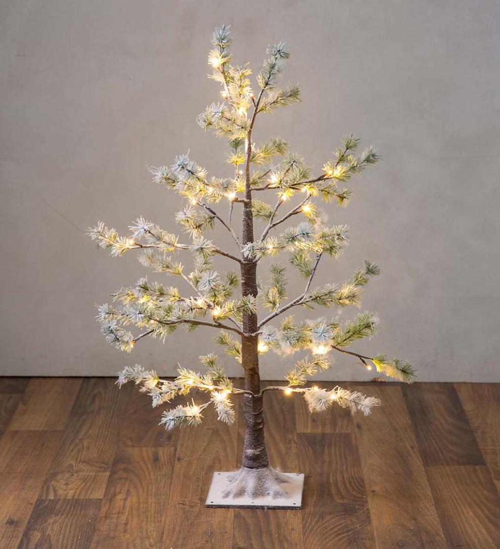 Plow & Hearth Outdoor Lamps & Lighting Outdoor Living Indoor/Outdoor Lighted Snowy Pine Tree