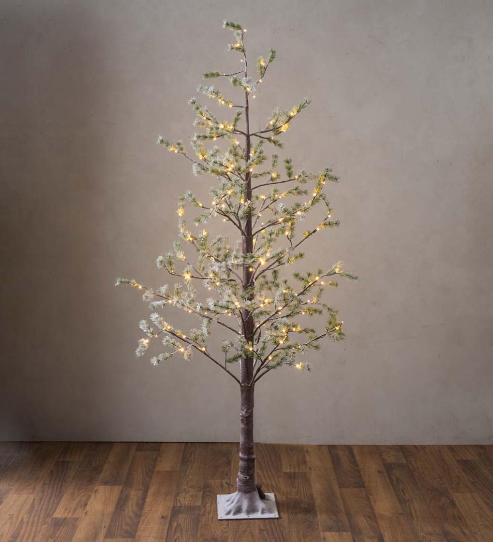 Plow & Hearth Outdoor Lamps & Lighting Outdoor Living Indoor/Outdoor Lighted Snowy Pine Tree