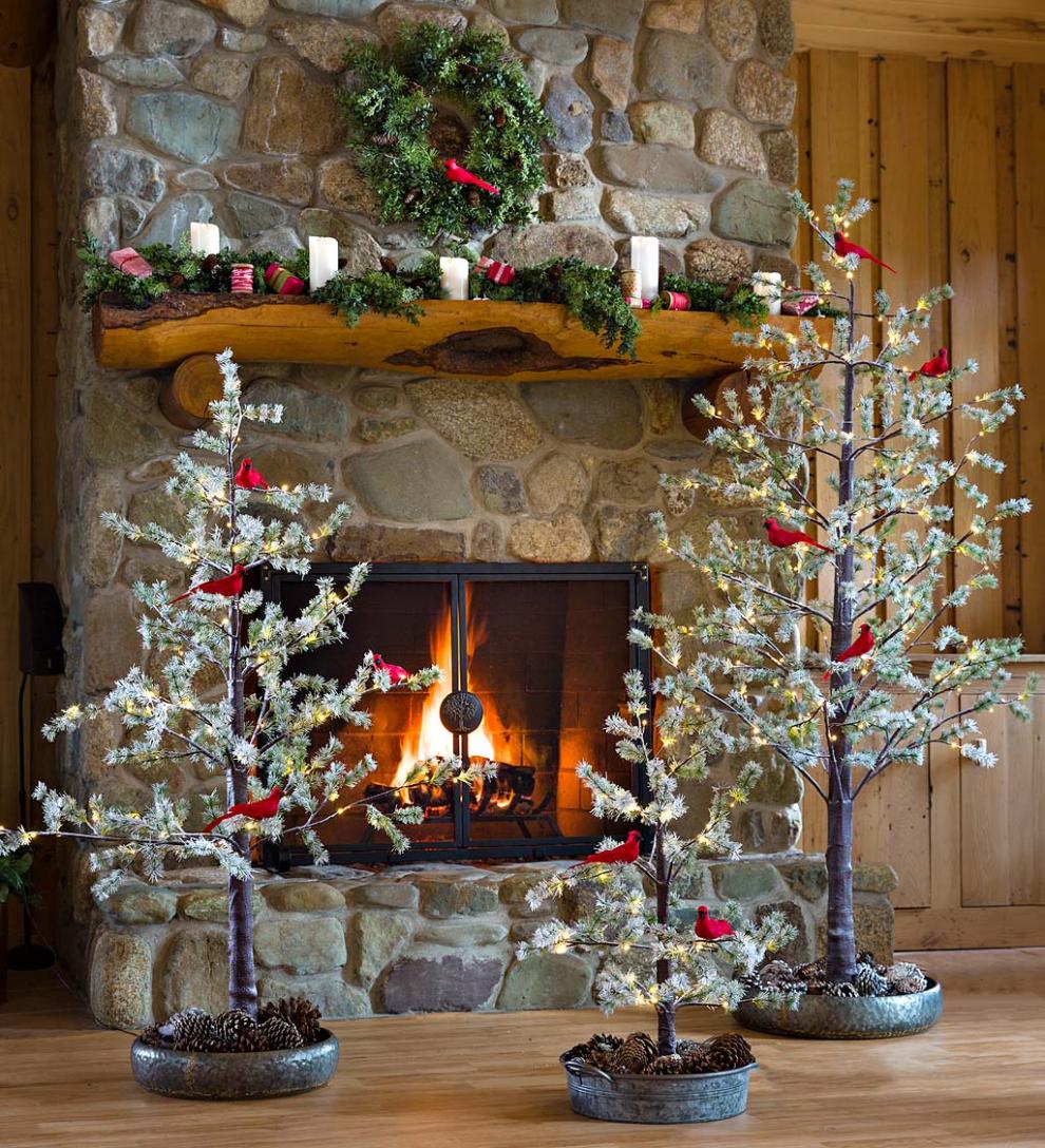Plow & Hearth Outdoor Lamps & Lighting Outdoor Living Indoor/Outdoor Lighted Snowy Pine Tree