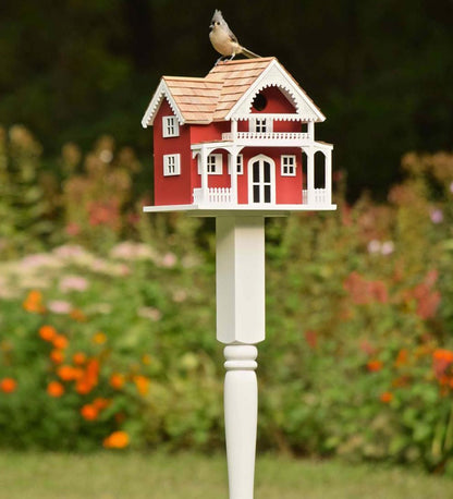 Plow & Hearth Outdoor Lamps & Lighting Outdoor Living Kingsgate Cottage Lighted Birdhouse And Pedestal Pole Set