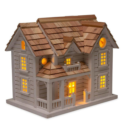 Plow & Hearth Outdoor Lamps & Lighting Outdoor Living Kingsgate Cottage Lighted Birdhouse And Pedestal Pole Set